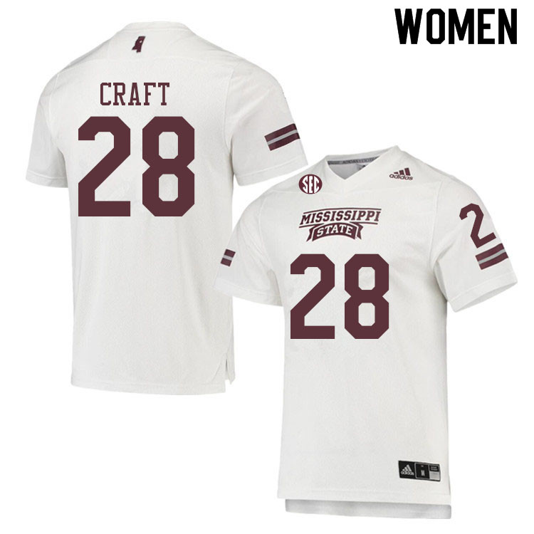 Women #28 Londyn Craft Mississippi State Bulldogs College Football Jerseys Sale-White - Click Image to Close